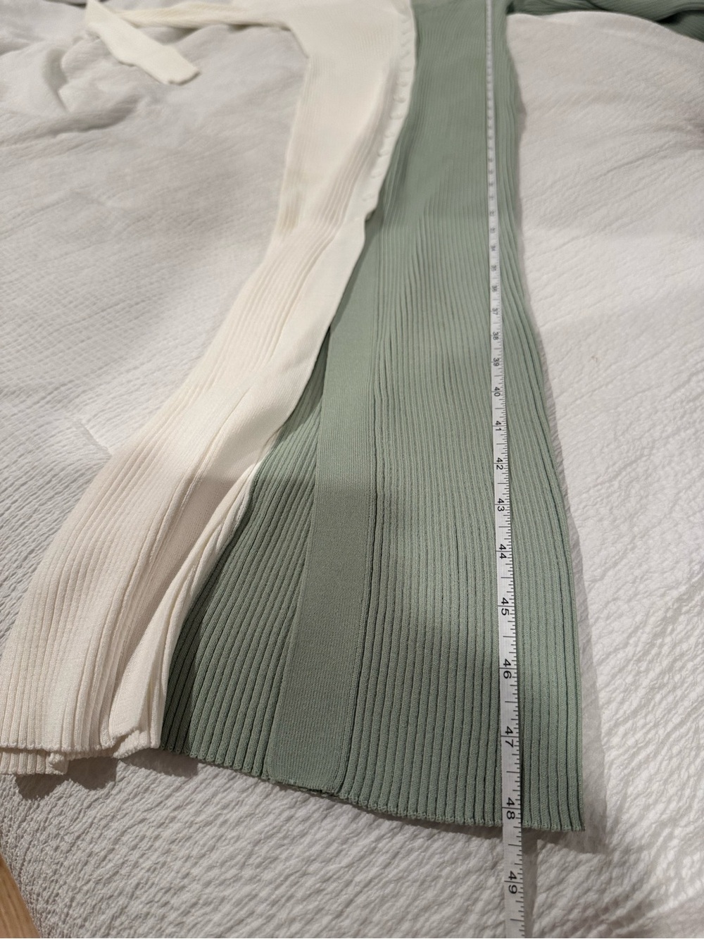 STAUD Two-Tone Ribbed Button-Front Maxi Dress in Cream & Sage - Picture 6 of 6